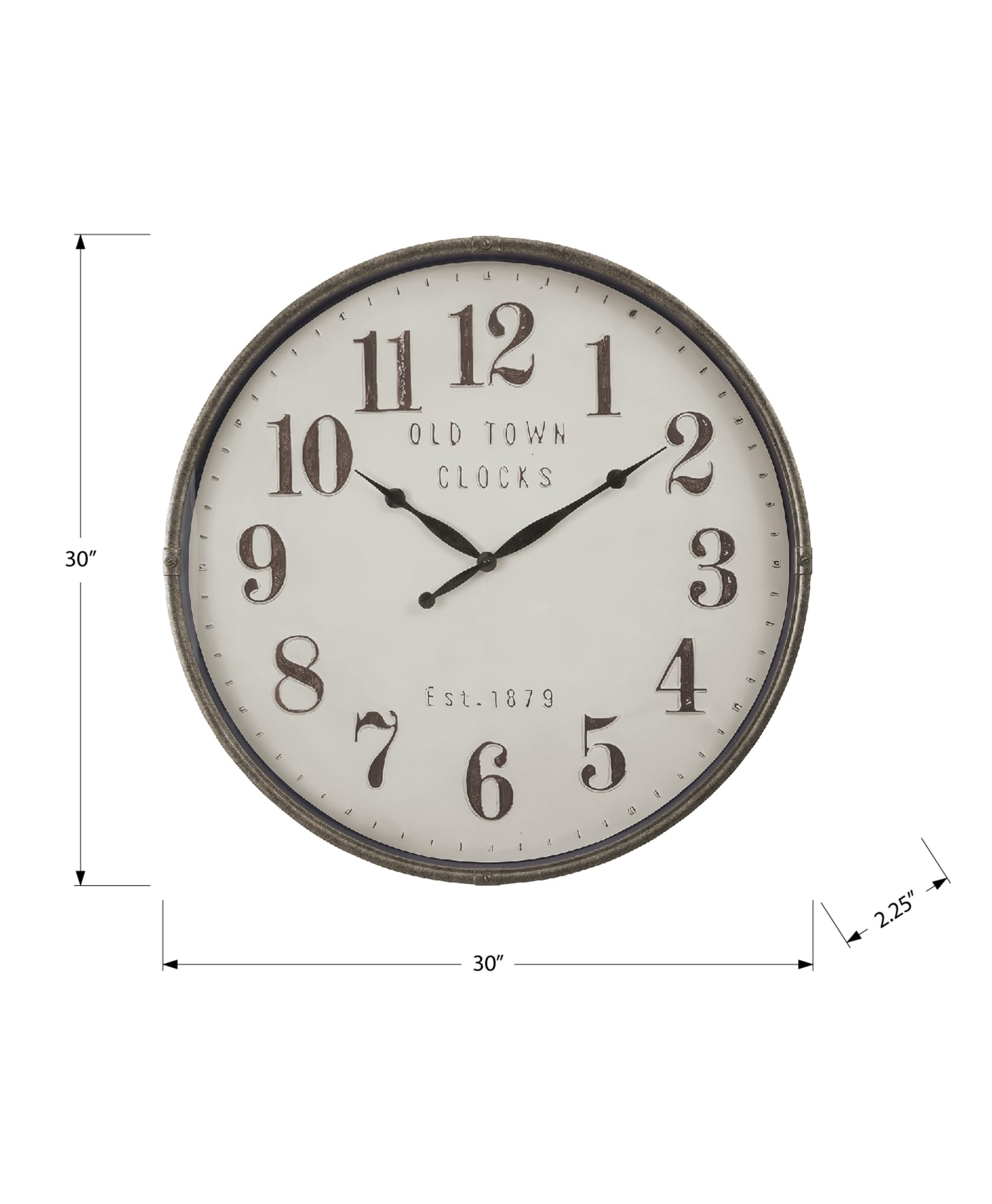 Monarch Specialties I 9024 Clocks, 30' Round, Large Oversized, Wall Clock, Brown, Transitional