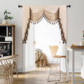 Elkca Beige Chenille Window Curtains Valance For Living Room Luxury Waterfall Valance For Bedroom, Rod Pocket (W69 Inch, 1 Panel