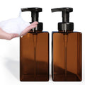 Kzeirm Foaming Soap Dispenser, Amber Foam Soap Dispenser, Refillable Foaming Hand Soap Dispenser, Set of 2 Foam Pump Bottle, Bro