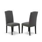 East West Furniture Duen7-Blk-20 Dudley 7 Piece Modern Dining Set Consist Of A Rectangle Wooden Table And 6 Dark Gotham Linen Fabric Upholstered Chairs, 36X60 Inch, Black