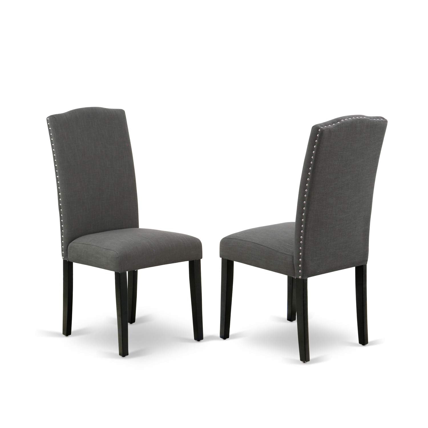 East West Furniture Duen7-Blk-20 Dudley 7 Piece Modern Dining Set Consist Of A Rectangle Wooden Table And 6 Dark Gotham Linen Fabric Upholstered Chairs, 36X60 Inch, Black