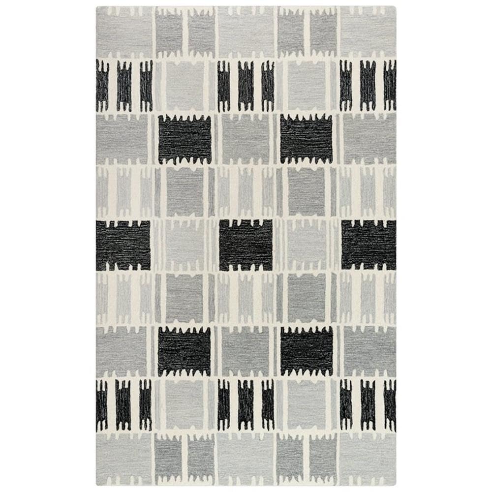 Rivera 7'9&quot; X 9'9&quot; Geometric Gray/Ivory/Charcoal Hand-Tufted Area Rug