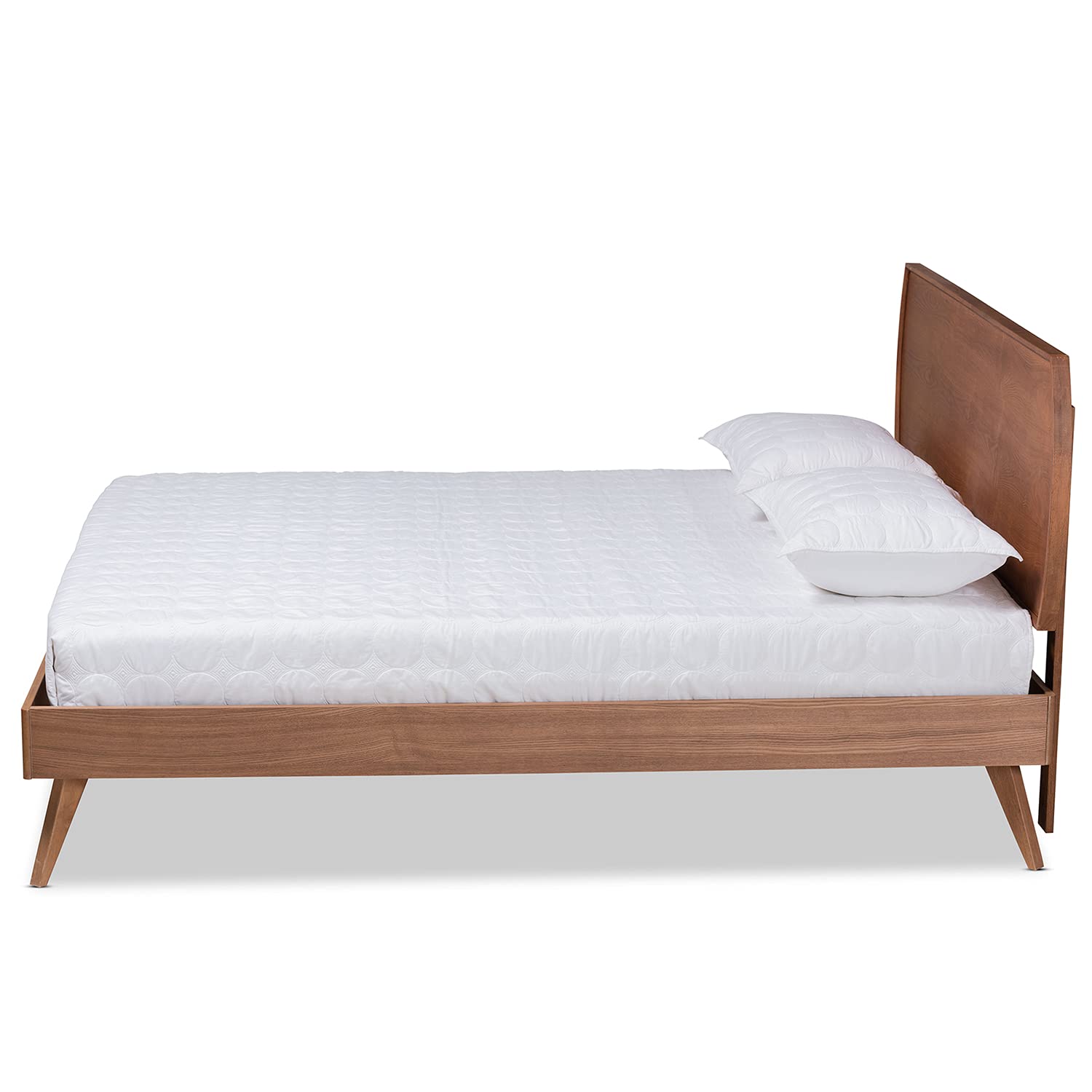 Baxton Studio Aimi Mid-Century Modern Walnut Brown Finished Wood King Size Platform Bed