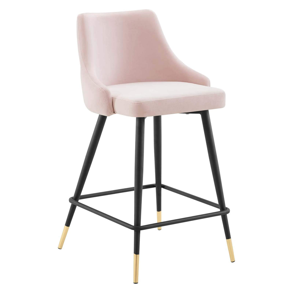 Modway Adorn Performance Velvet Counter Stool Set Of 2, Pink