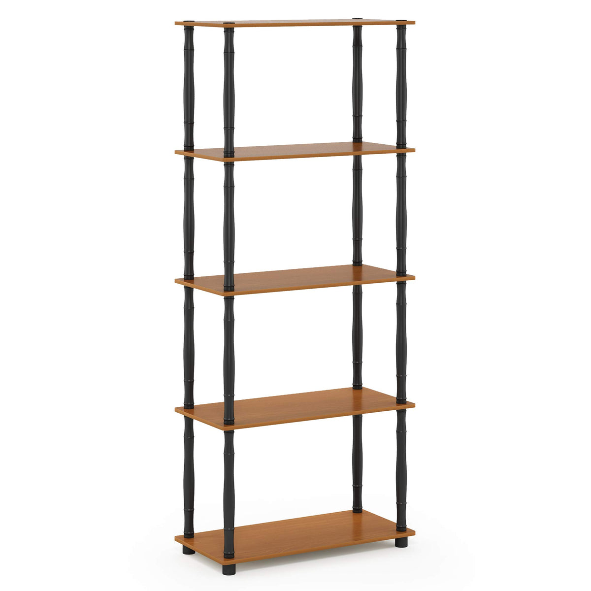 Furinno Turn-N-Tube 5-Tier Multipurpose Shelf / Display Rack / Storage Shelf / Bookshelf, Classic Tubes, Light Cherry/Black