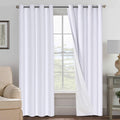 H.VERSAILTEX White Blackout Curtains, Thermal Curtains 96 inches Long 100% Blackout Textured Linen Look Curtain Draperies Anti-R