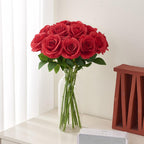 Helera 12Pcs Roses Artificial Flowers Fake Roses Red Silk Roses Flowers Rose With Long Stems For Wedding Home Party Centerpieces