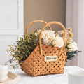 Wood Baskets Woven HandHeld Wicker Cachepot For Flowers Pot Wicker Baskets Girl Storage Basket with Handle Wedding Home Decor