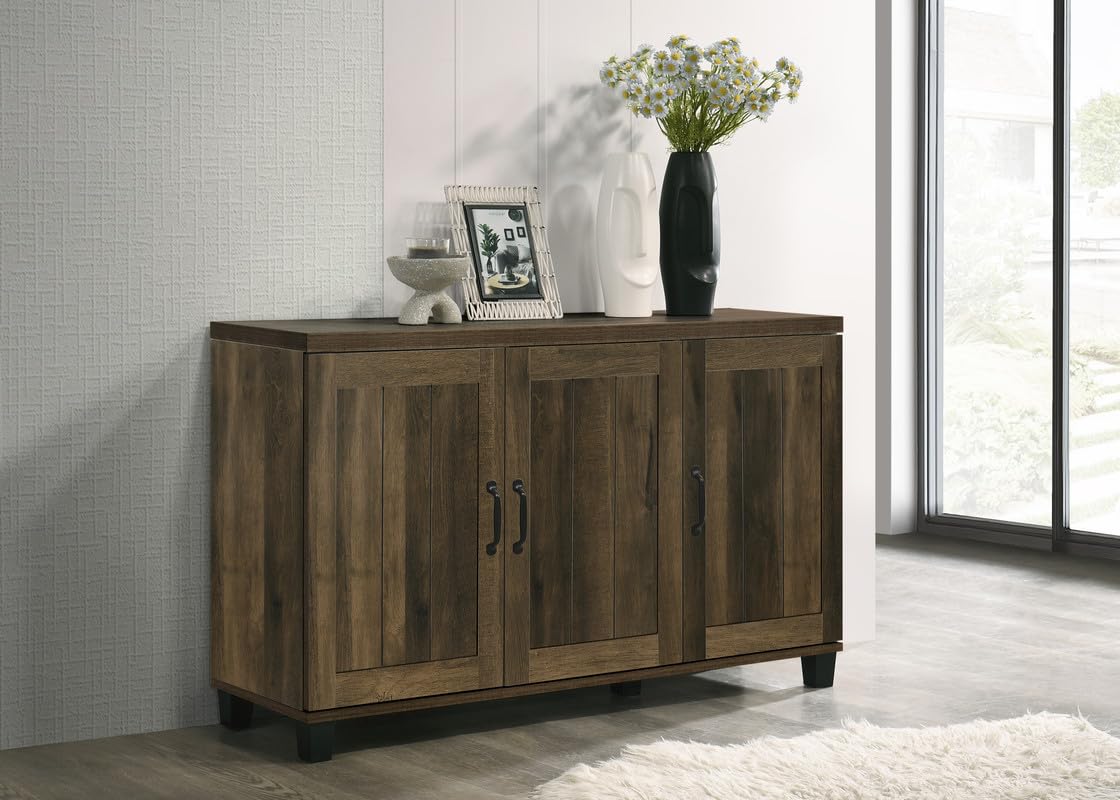 Lilola Home Corby 45&quot; W Dark Dusty Oak Finish 3-Door Shoe Cabinet