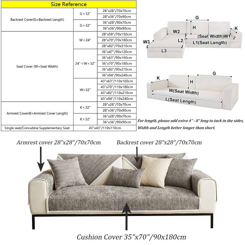 Rosygulls Fuzzy Pet Couch Covers For Sofa,Simple Striped Chenille Anti-Scratch Couch Cover,Chenille Couch Covers For Pet,Chenill