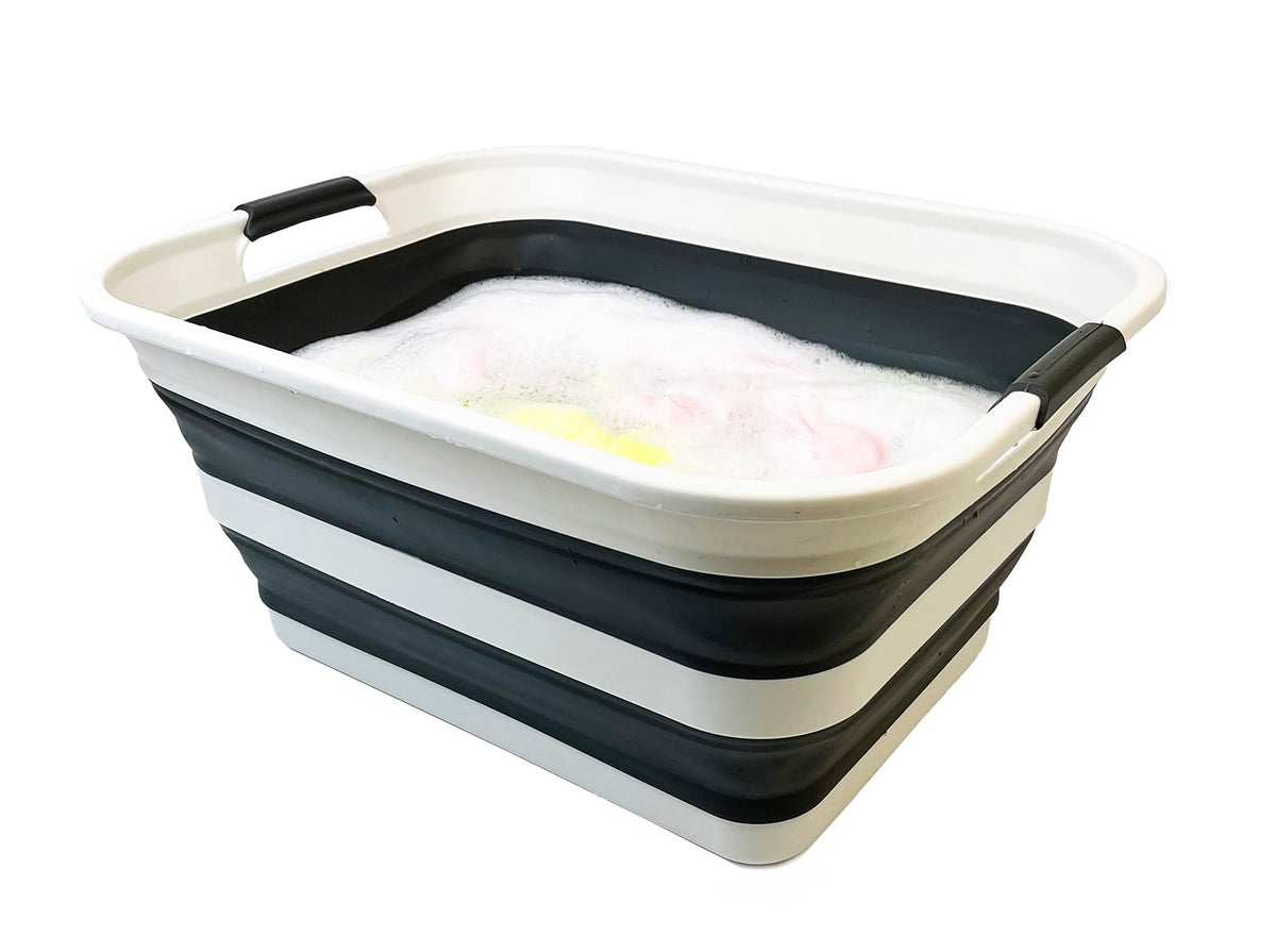 SAMMART 42L (11.09 Gallons) Collapsible Plastic Laundry Basket  Foldable Pop Up Storage Container/Organizer  Portable Washing 