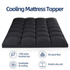 Mattress Topper Full For Back Pain, Extra Thick Mattress Pad Cover, Plush Pillow Top, Deep Elastic Pocket, Black