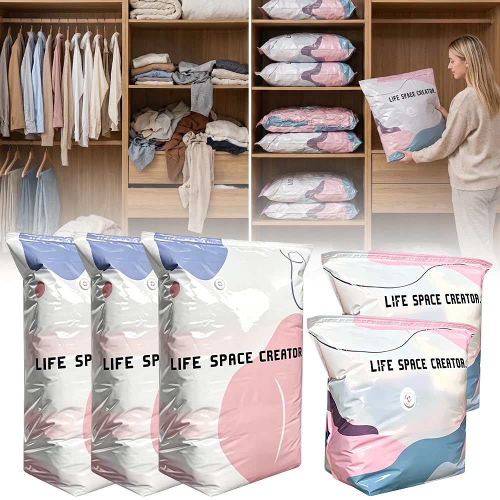 Vacuum Storage Bags for Clothes, Comforters, Compression Space Saver Bags