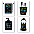 Funny Bathroom Quotes Art Print Watercolor Lettering Sign Wall Art Painting Poster, Bathroom Canvas Wall Art Printing, For Kids 