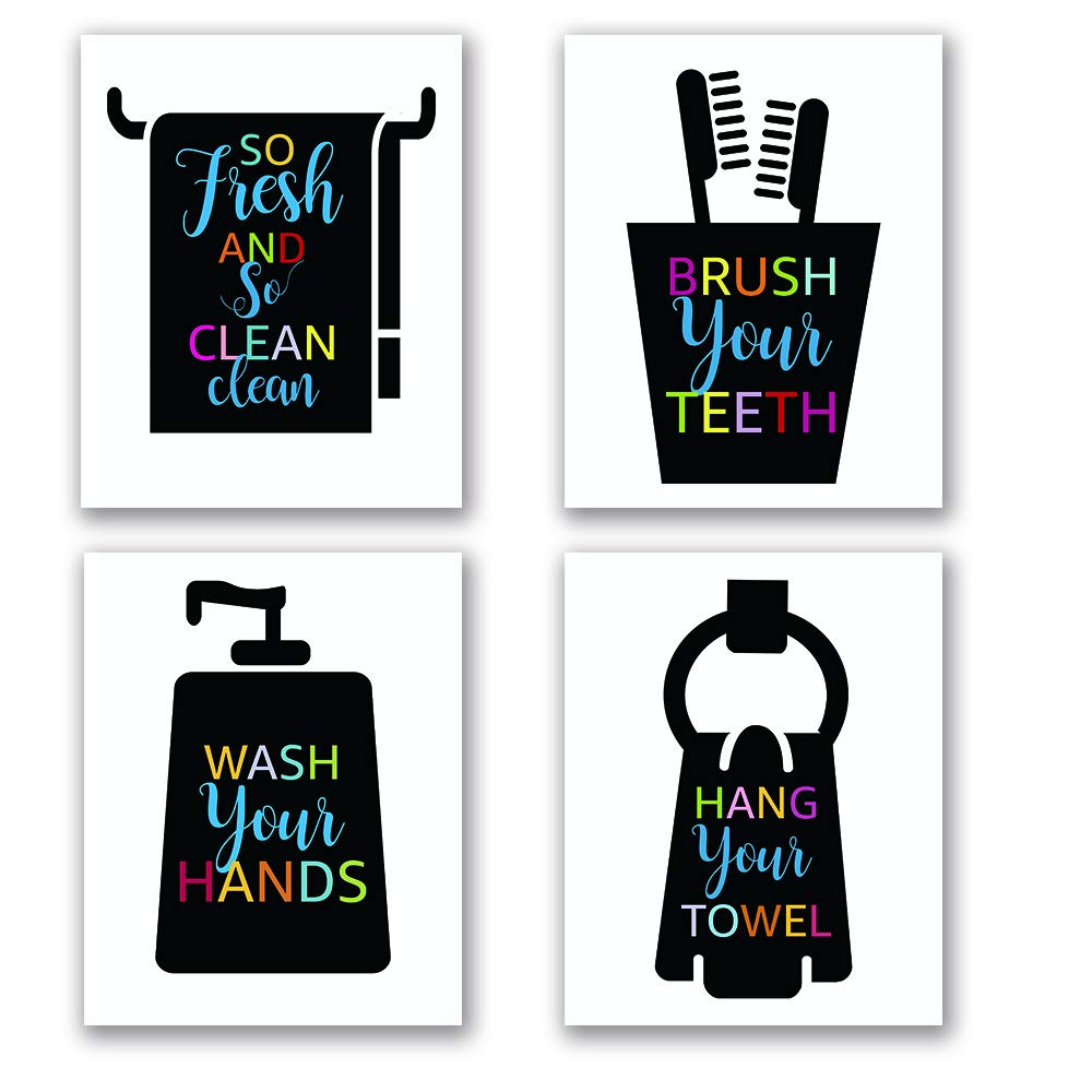 Funny Bathroom Quotes Art Print Watercolor Lettering Sign Wall Art Painting Poster, Bathroom Canvas Wall Art Printing, For Kids 