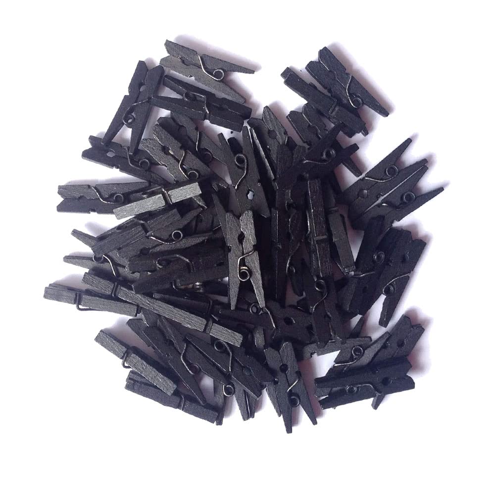 GCA DIY Wooden Pins for Scrapbooking Wood Crafts, Mini Clothespins 100 Per Pack 1' Black