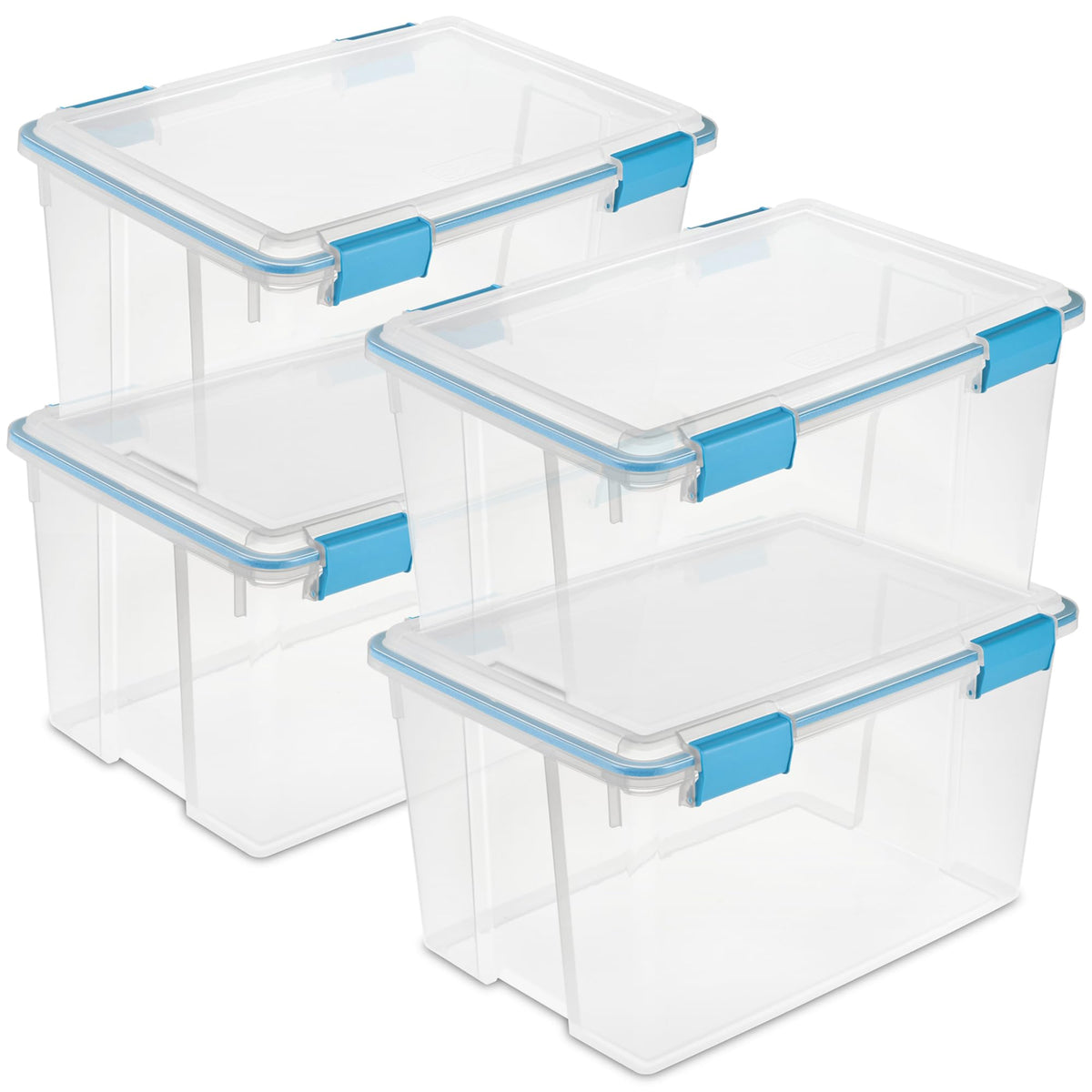 Sterilite Gasket Storage Box with Lids for Home & Office, 54 Quart, 4Pack
