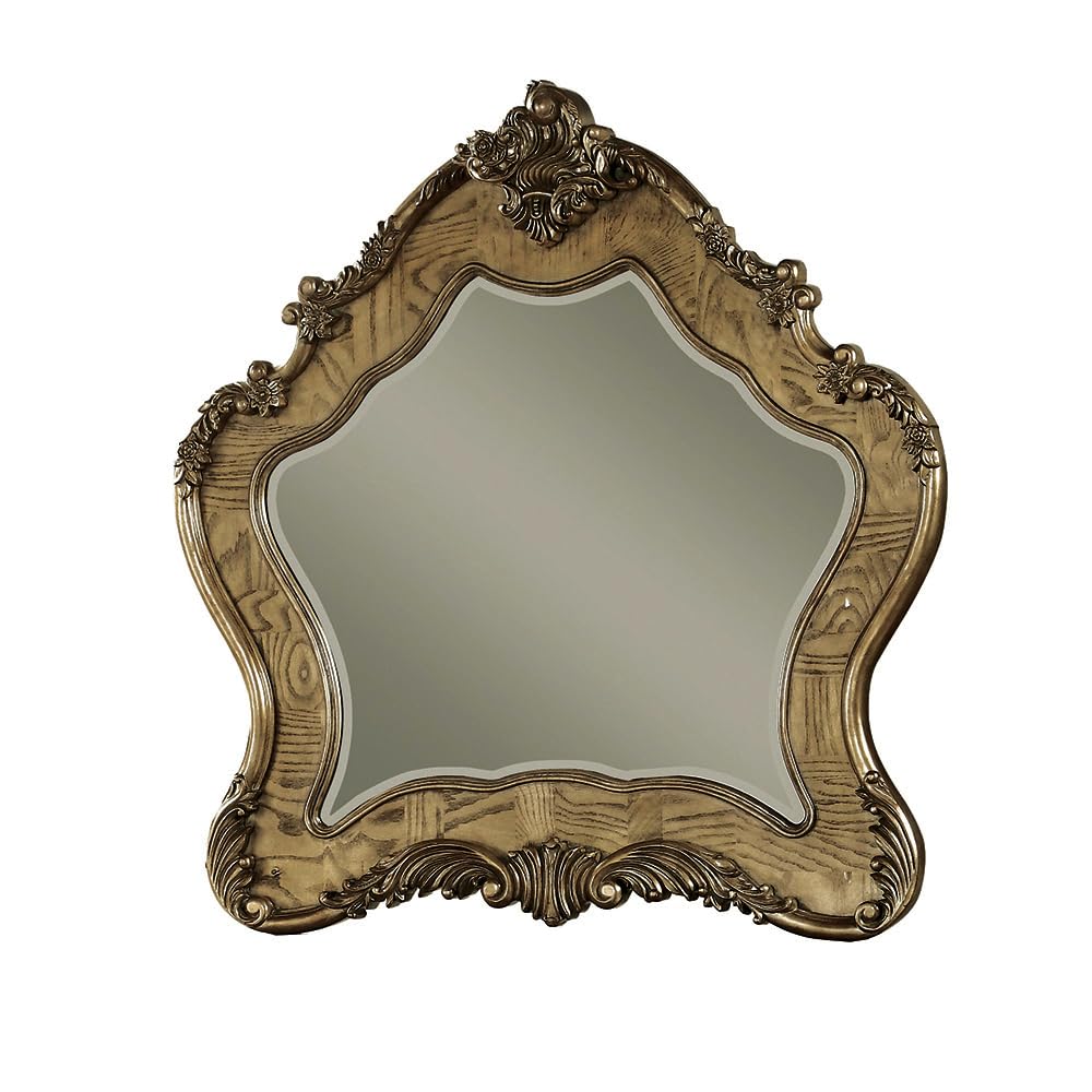 Acme Ragenardus Wooden Traditional Bedroom Mirror In Vintage Oak