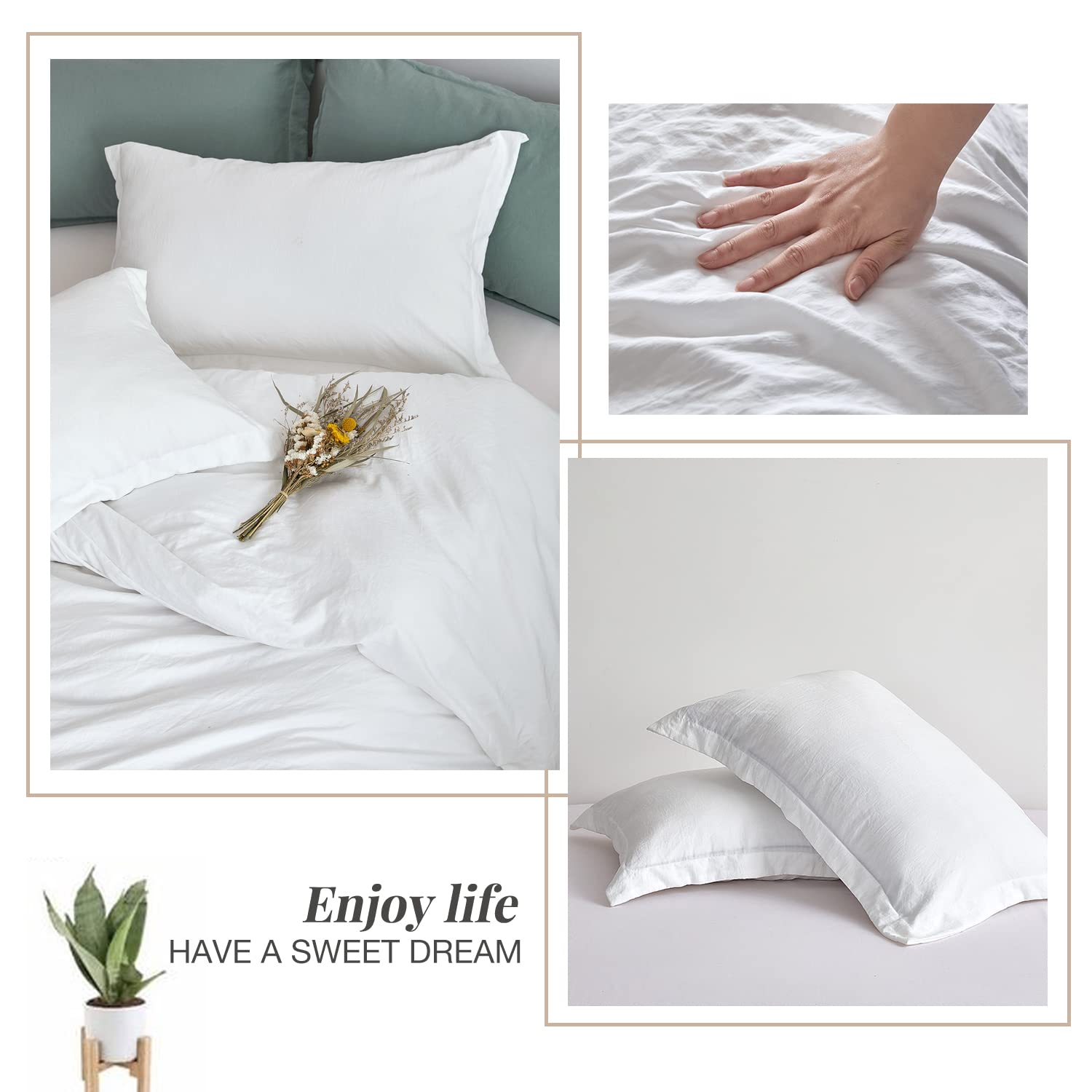 Mildly Super Soft Duvet Cover - 100% Washed Microfiber White Comforter Cover Set 3 Pieces With Zipper Closure & Corner Ties (No