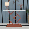 The Attic Avril Console Table For Living Room, Marble + Iron, White + Copper Matt Finish