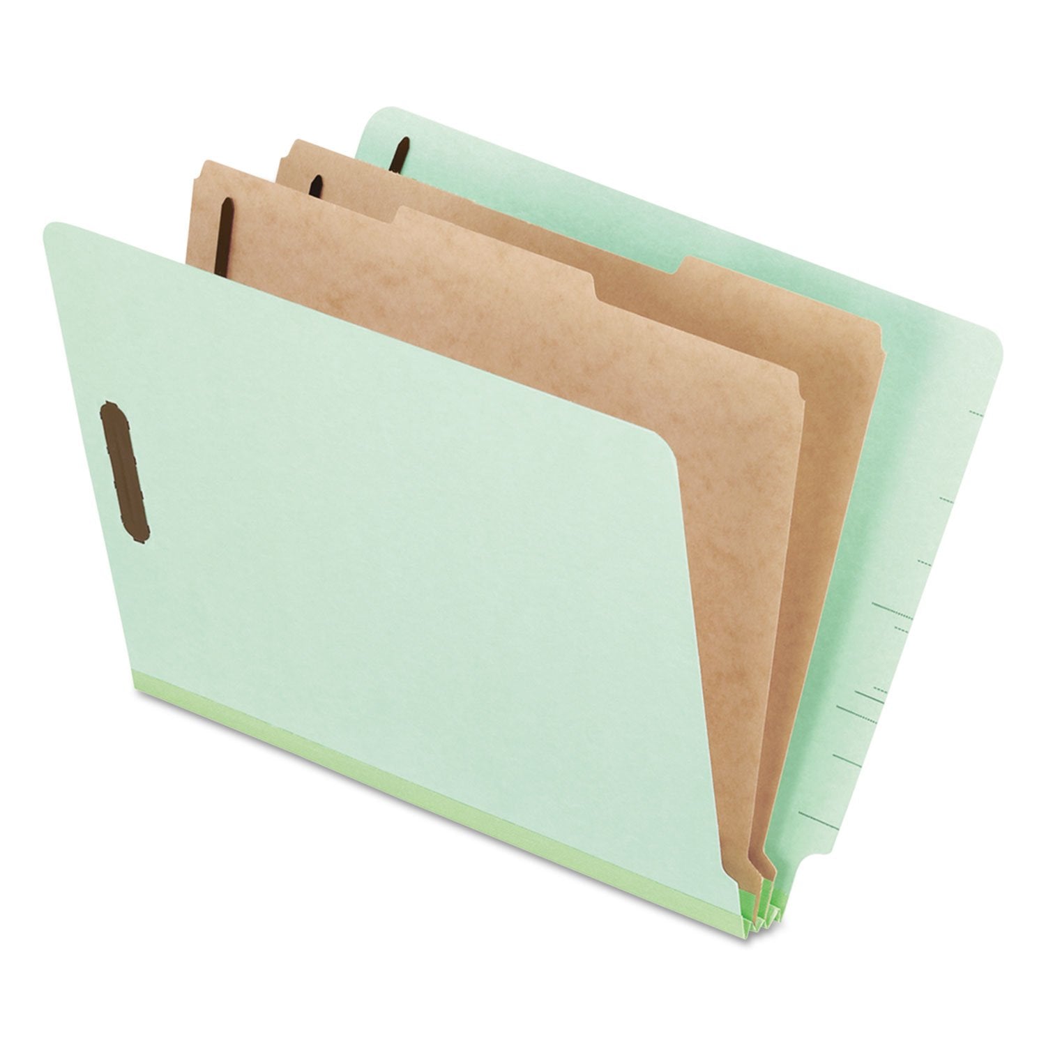 Pendaflex Pressboard End-Tab Classification Folders, Letter Size, 2 Dividers, 2.5 Expansion, Light Green, Straight Cut Tabs, 1