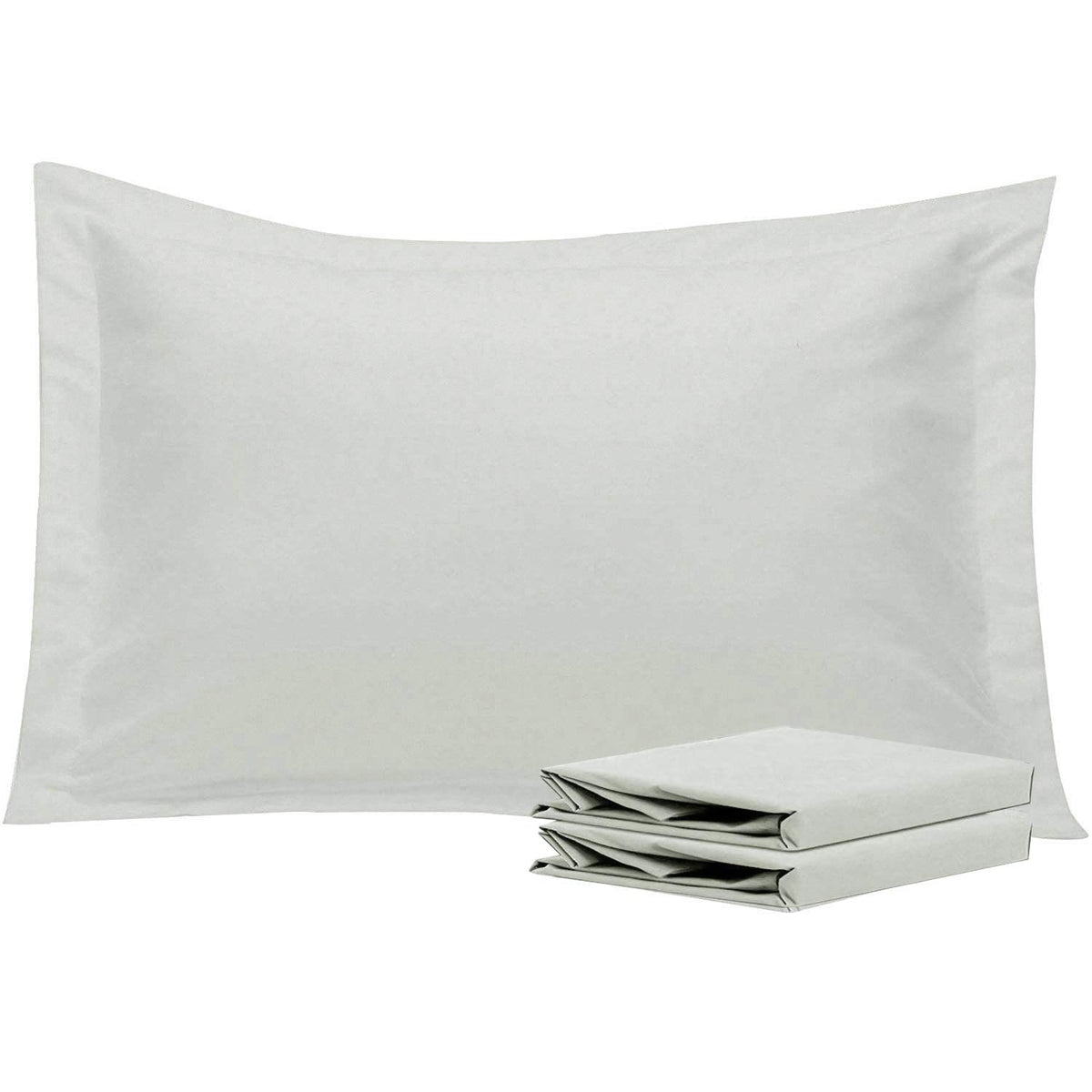 Ntbay 100% Brushed Microfiber Queen Pillow Shams Set Of 2, Super Soft And Cozy, Wrinkle, Fade, Stain Resistant 20X30 Inches Oxford Pillowcases, Light Grey