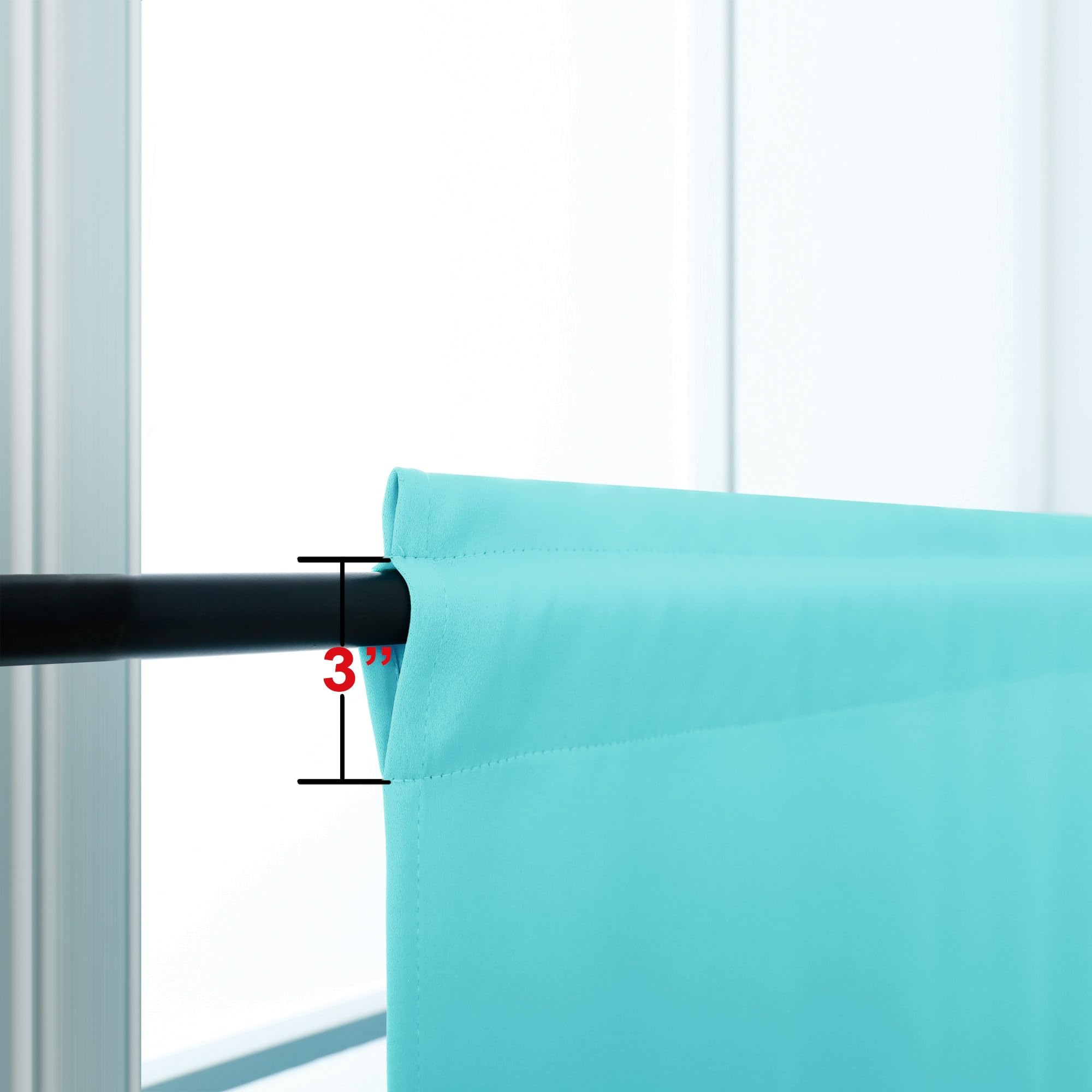 Koufall Turquoise Short Curtains 24 Inch Length For Kitchen Bedroom Set Of 2 Panels Blackout Room Darkening Rod Pocket Cafe Curtains Tier Curtains For Small Bathroom Windows 34X24 Inches Long