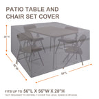 Grey 56Inch Outdoor Square Table & Chairs Cover Waterproof Anti-Fading Patio Square Table Cover 28'' Hight