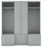 Crosley Furniture Harper 3-Piece Hall Tree and Storage Cabinet Set with Entryway Bench and Hooks for Hanging, Gray