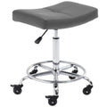CoVibrant Wide Rolling Stool with Locking Wheels Footrest Adjustable Height Swivel for Salon Kitchen (Gray, 24'-31')