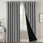 H.VERSAILTEX 100% Blackout Curtains for Bedroom with Black Liner Full Room Darkening Curtains 96 Inches Long Thermal Insulated B