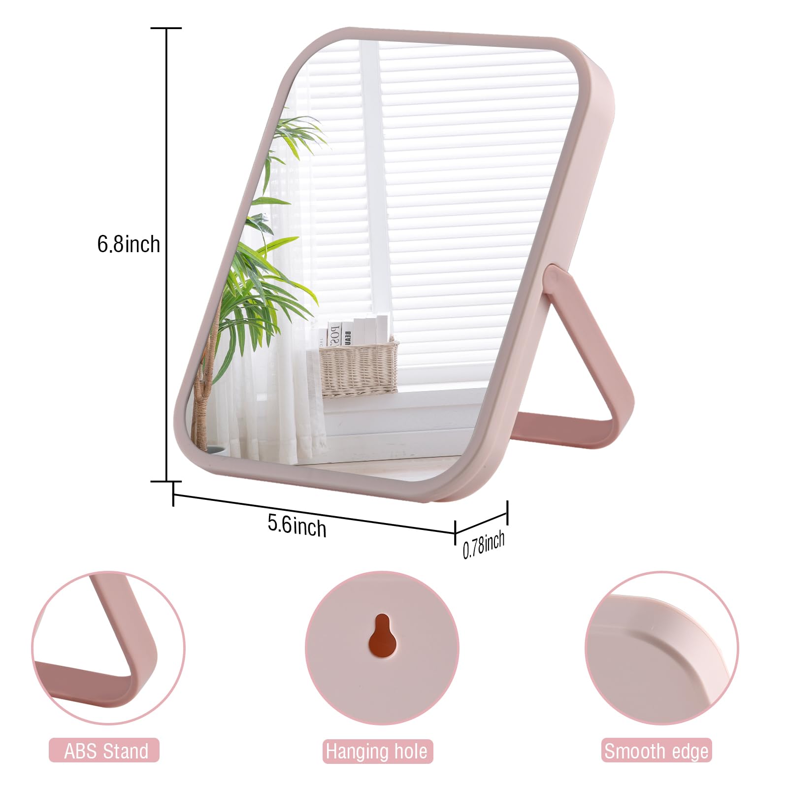 [3 Way To Use] Magnetic Locker Mirror, Tabletop Vanity Makeup Mirror, Portable Folding Mirror With Stand, Hanging Travel Mirror