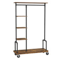 VASAGLE Clothes Rack, Clothing Garment Rack on Wheels, Rolling Clothes Organizer with 5-Tier, Industrial Pipe Style, Rustic Brow