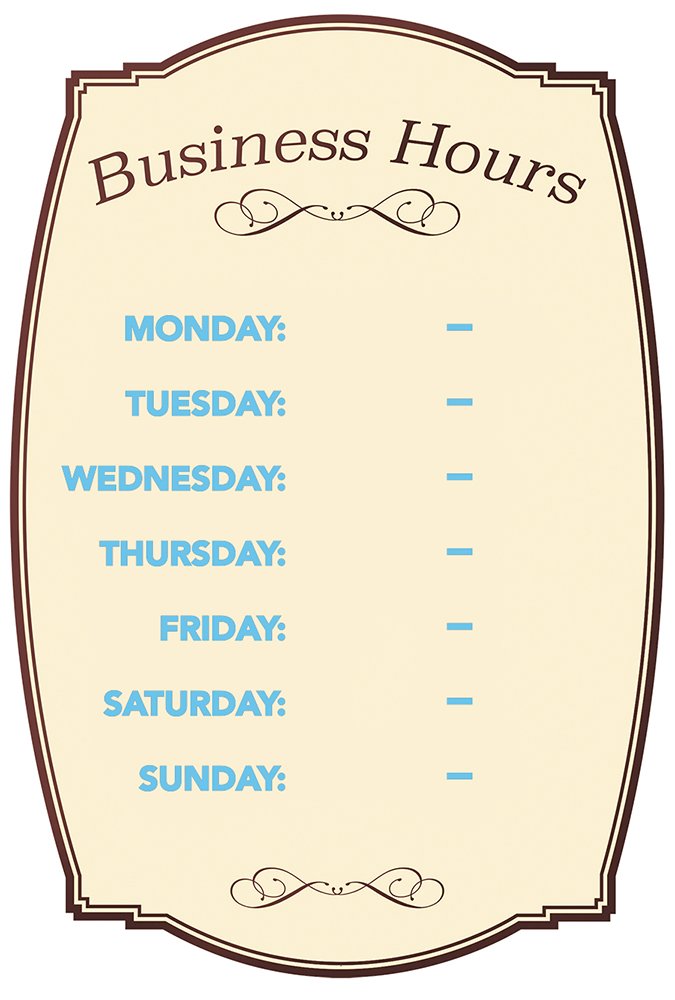 Cosco Business Hours Boutique Sign Static Cling Numbers Included 8 X 12 Inches (098392)