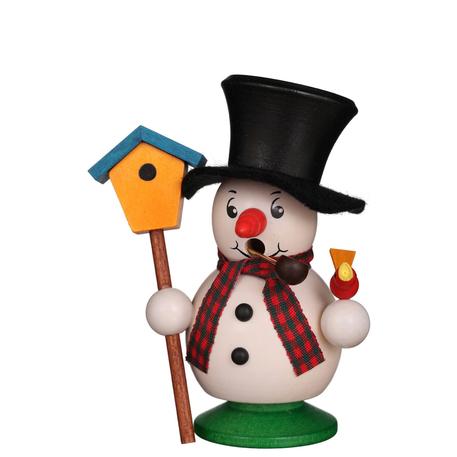 Alexander Taron Importer 1-016 Christian Ulbricht Incense Burner-Snowman With Bird And Birdhouse-4" H X 3.5" W X 2.5" D, White