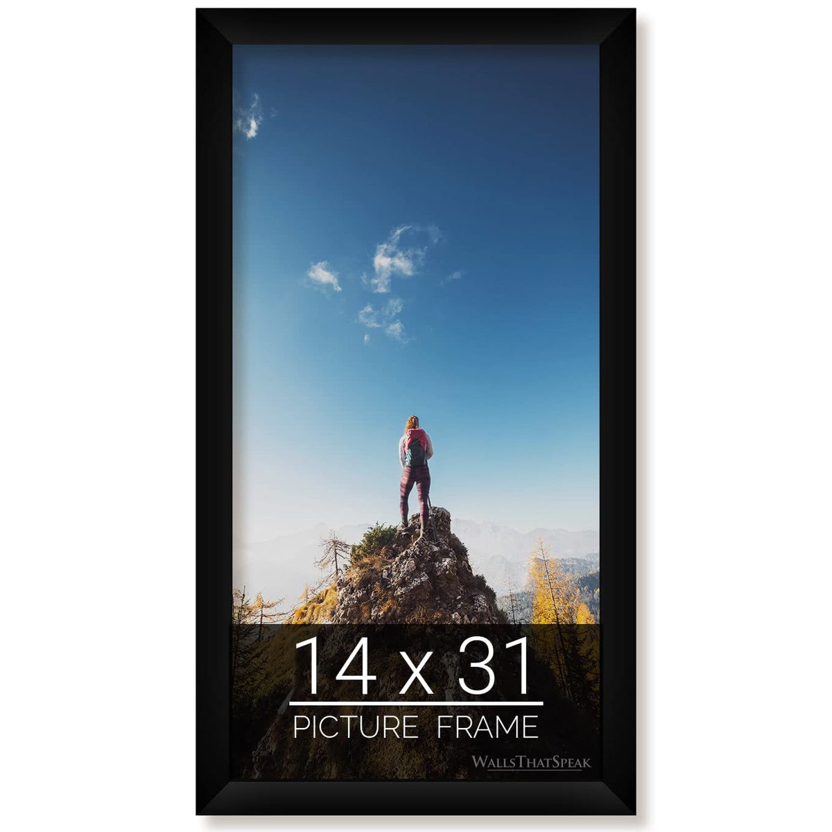 wallsthatspeak 14x31 Black Picture Frame for Puzzles Posters Photos or Artwork