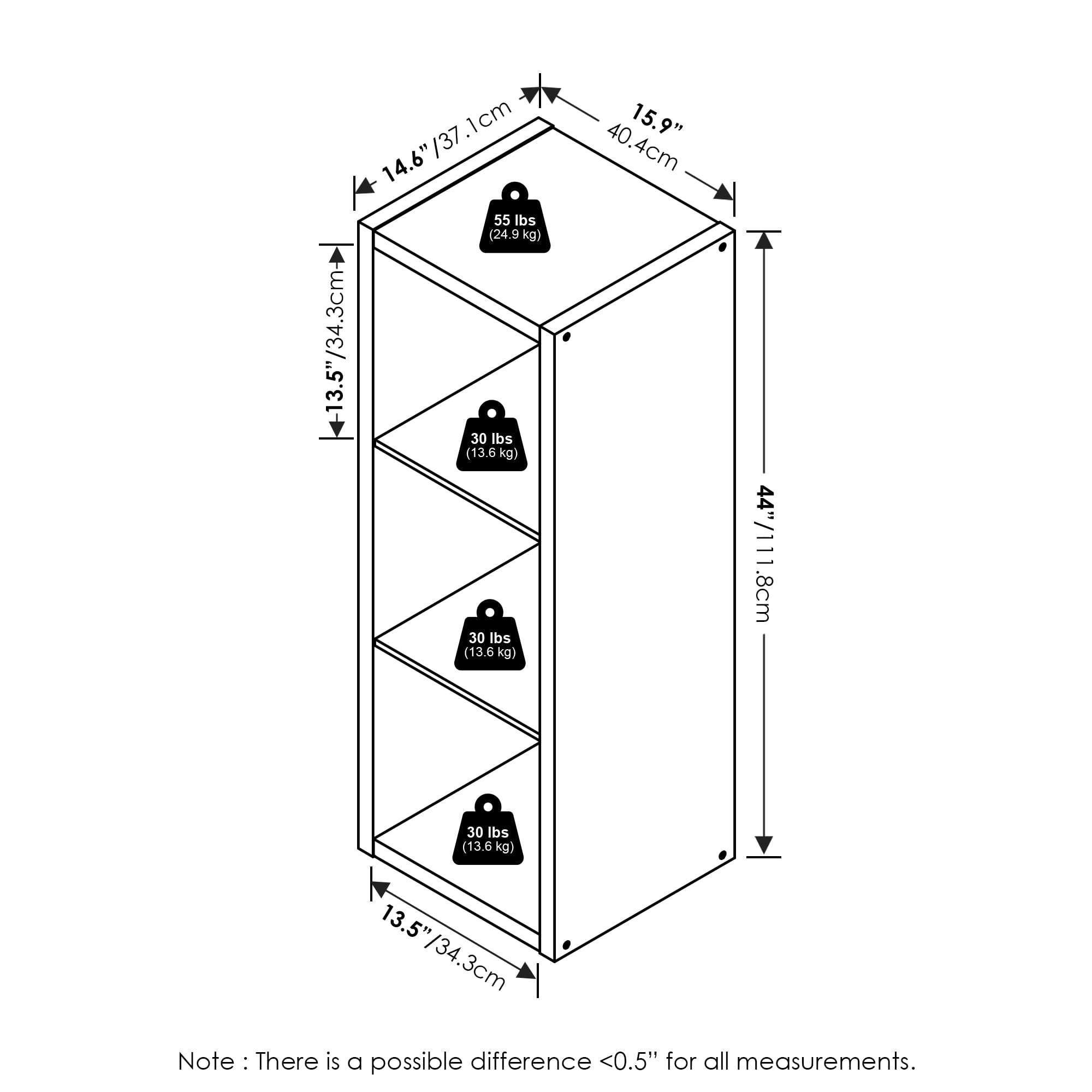 Furinno Cubicle Open Back Decorative Cube Storage Organizer, 3-Cube, Dark Oak