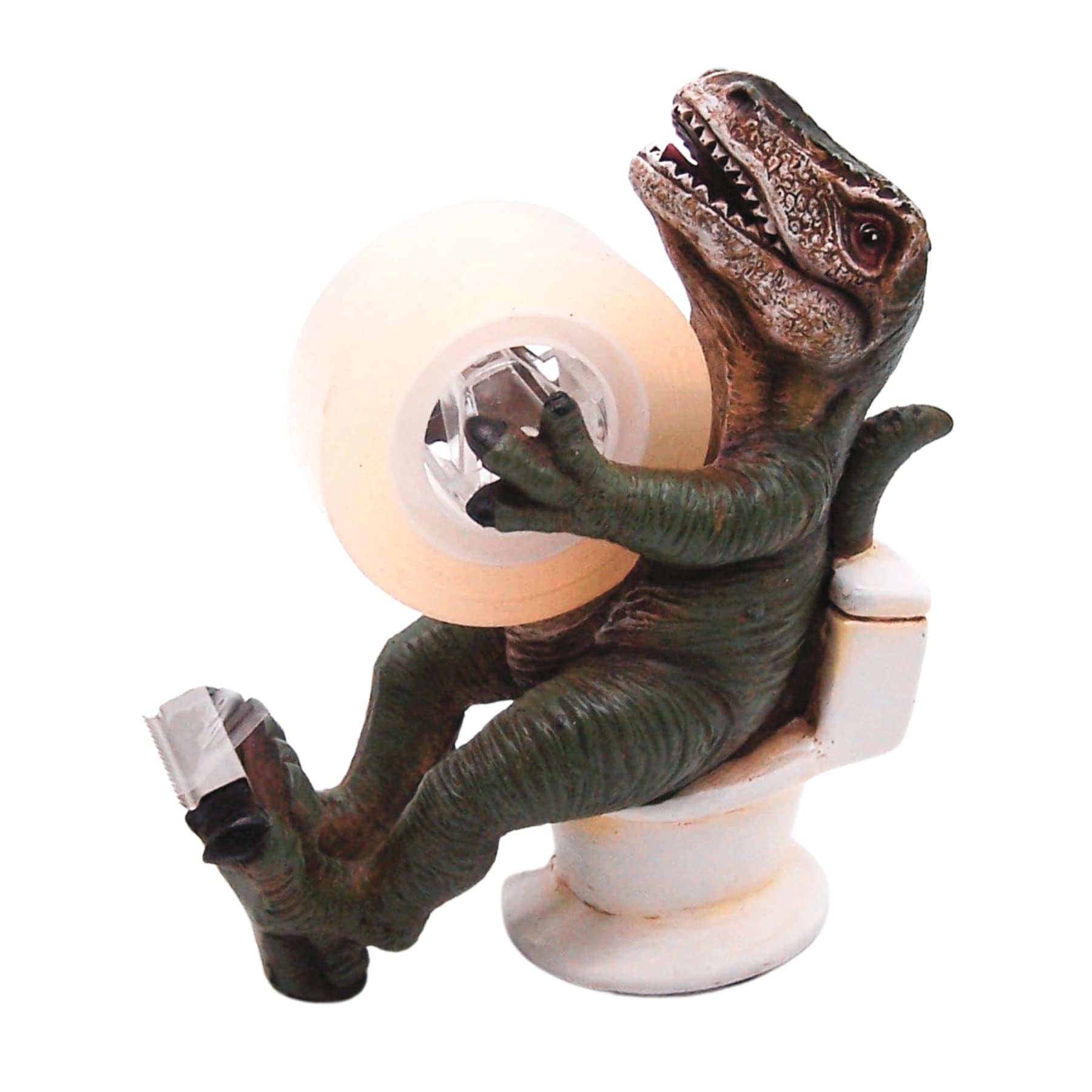 Dinosaur Sitting On A Toilet Tape Dispenser, Unique Desk Accessory, Funny Office Supplies, 5.5 Inches