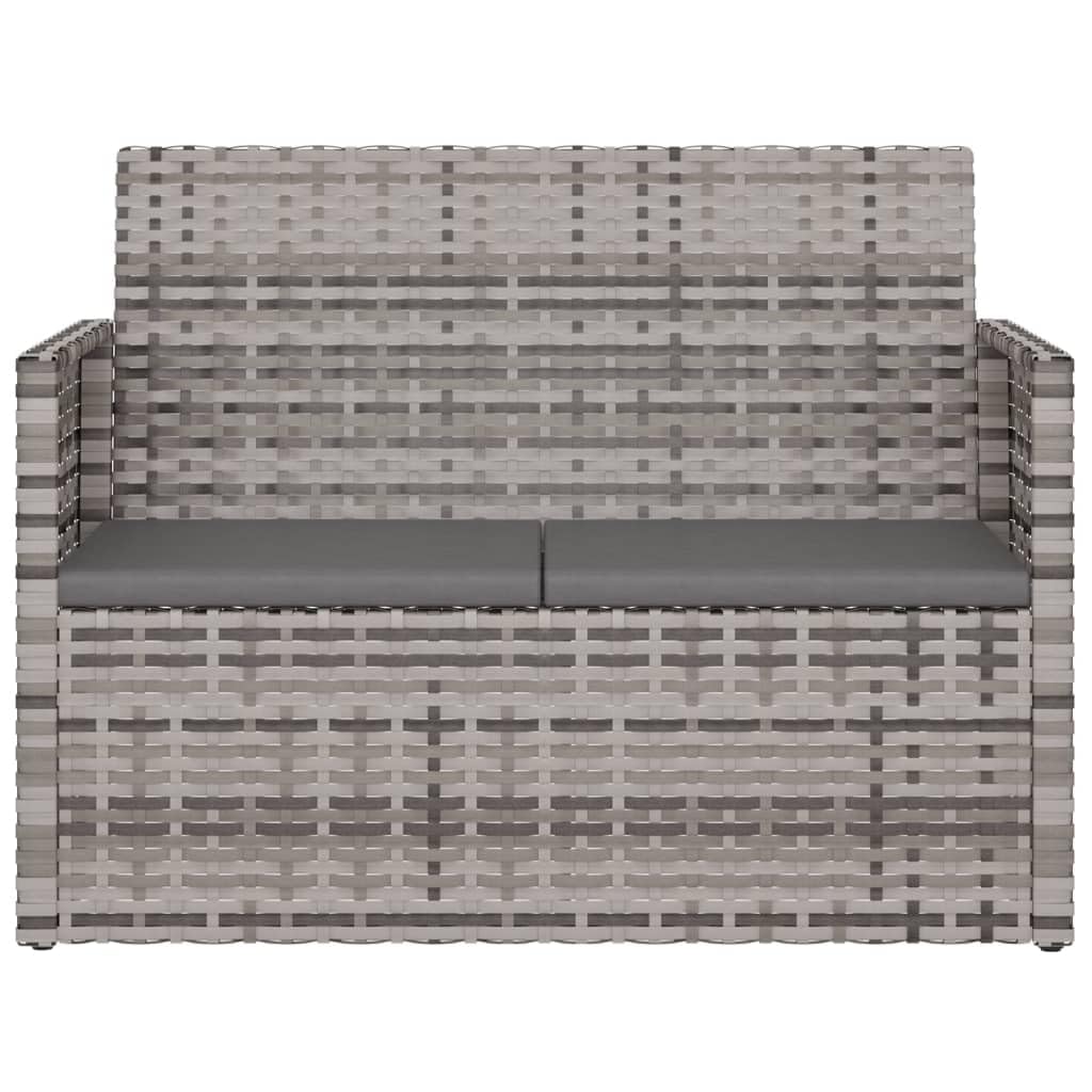 vidaXL Modern Patio Bench 41.3" ?Outdoor Poly Rattan Furniture in Gray with Anthracite Cushions ?Weather-Resistant Material with a Durable, Powder-Coated Steel Frame.