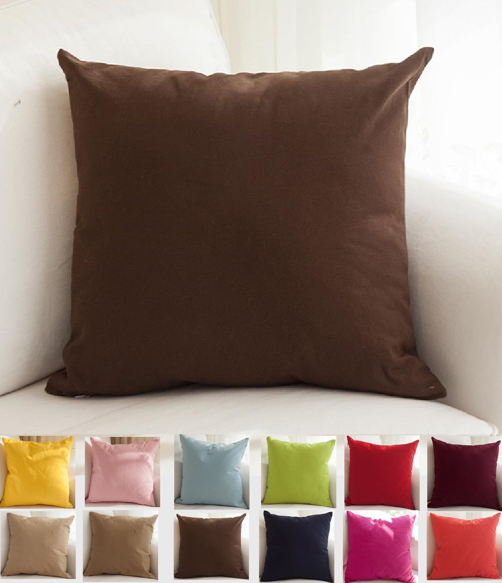 Tangdepot Handmade Decorative Solid 100% Cotton Canvas Throw Pillow Covers/Pillow Shams, (28' X28' , Deep Coffee, 1 Count (Pac