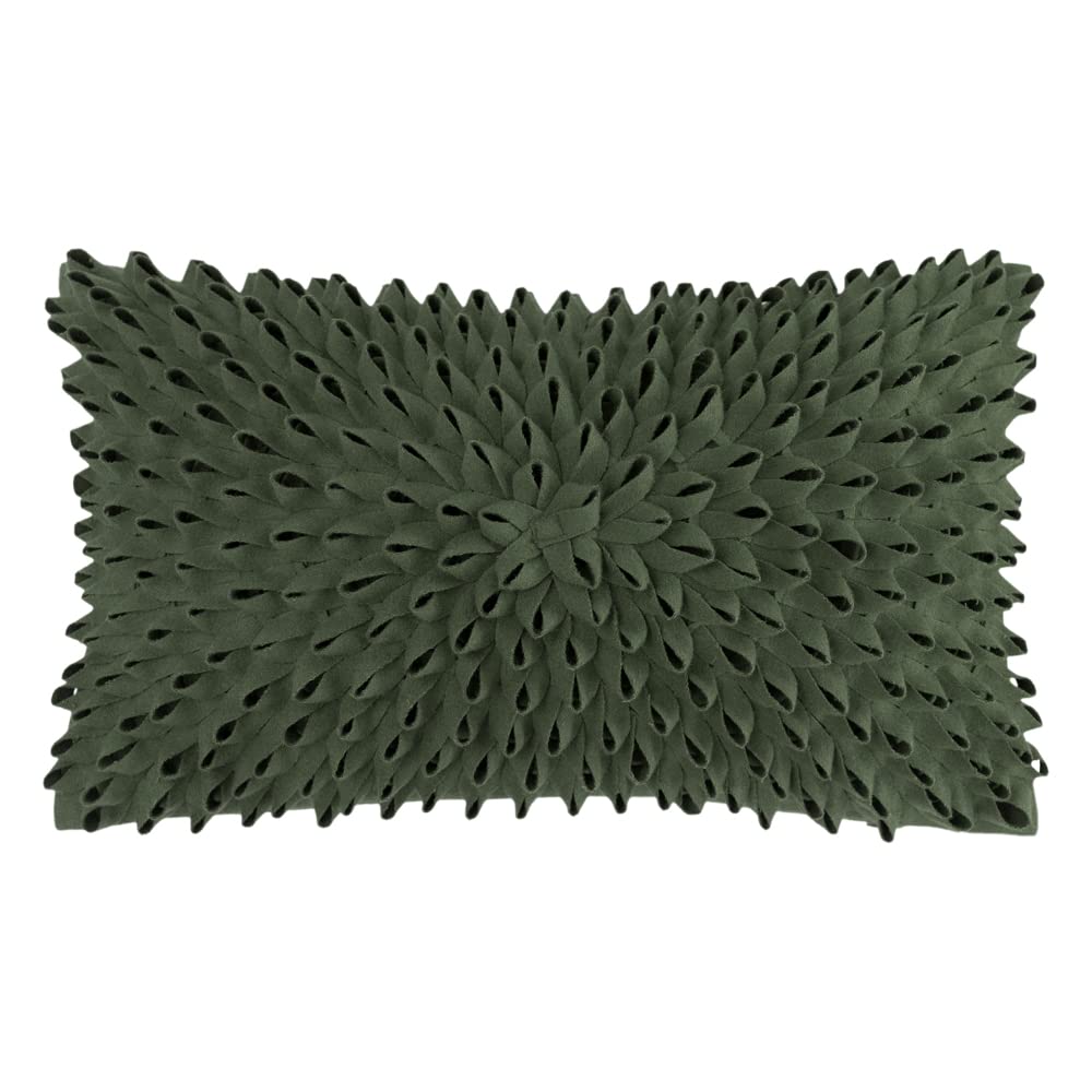 Kingrose Handmade 3D Floral Decorative Throw Pillow Case Cushion Covers For Bed Living Room 12 X 20 Inches Wool Green