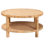 bali & pari Coffee Table - Light Honey Rattan & Mahogany Wood, Brown, Model 245-21003-13734-CYMX