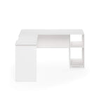 Furinno Indo L-Shaped Computer Desk With Bookshelf, White