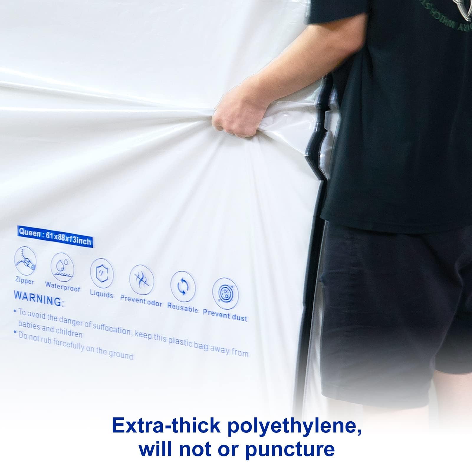 Excibubblebearbb Mattress Bags For Moving And Storage,6 Mil Waterproof Zippered Mattress Bag Twin Size, Extra Thick Tear & Punct