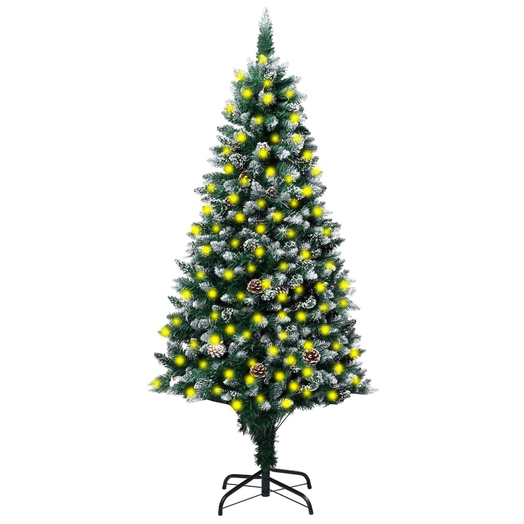 Vidaxl Artificial Christmas Tree With Leds, Pine Cones, And White Snow - 94.5&quot; Tall, Usb Connectivity, Economical And Eco-Friendly Holiday Decor