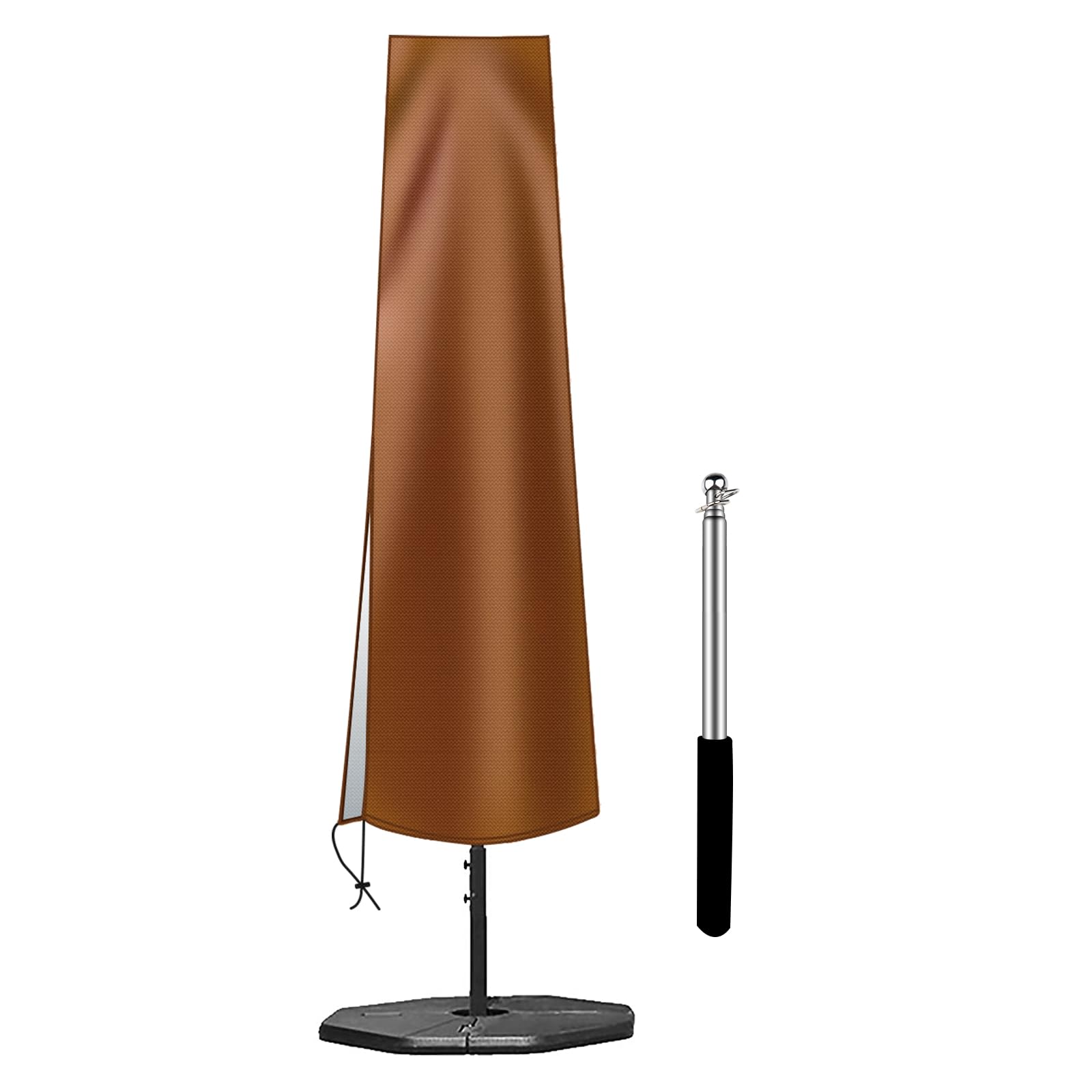 Okpow Umbrella Cover 420D Oxford Fabric Patio Umbrella Covers Waterproof With Zip, For 9Ft To 12Ft Garden Outdoor Umbrella (Brow