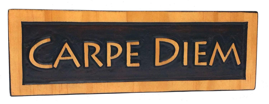 ABI Woodworking Carpe Diem    (Seize The Day), Decorative Wood Sign Plaque, Carved