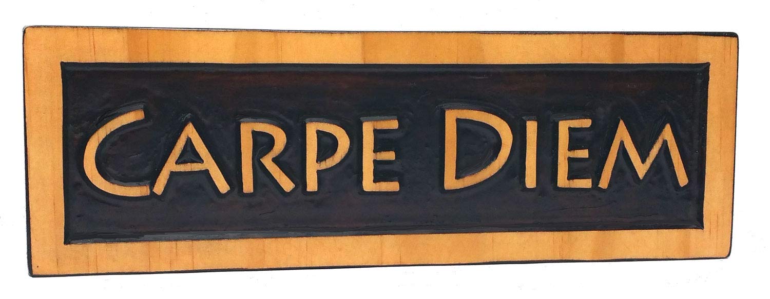 ABI Woodworking Carpe Diem    (Seize The Day), Decorative Wood Sign Plaque, Carved