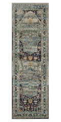 SAFAVIEH Crystal Collection Runner Rug - 22 x 15, Teal & Rose, Medallion Distressed Design, Non-Shedding & Easy Care, Ideal fo
