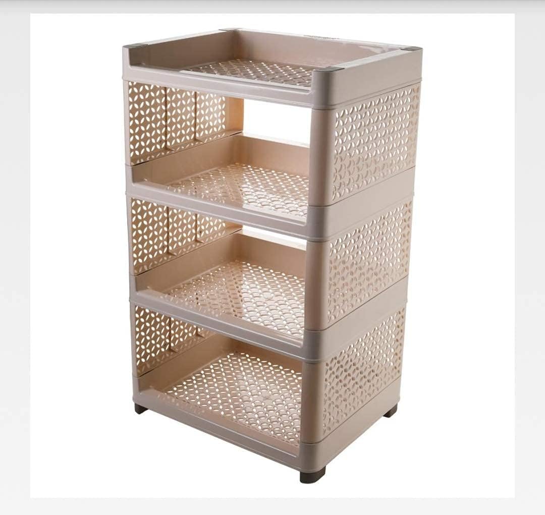 Dhaval Multipurpose Use 4Layer Plastic Storage Rack Shelf Organizer  Stylish Display Cabinet For Living Room, Bedroom, Kitchen
